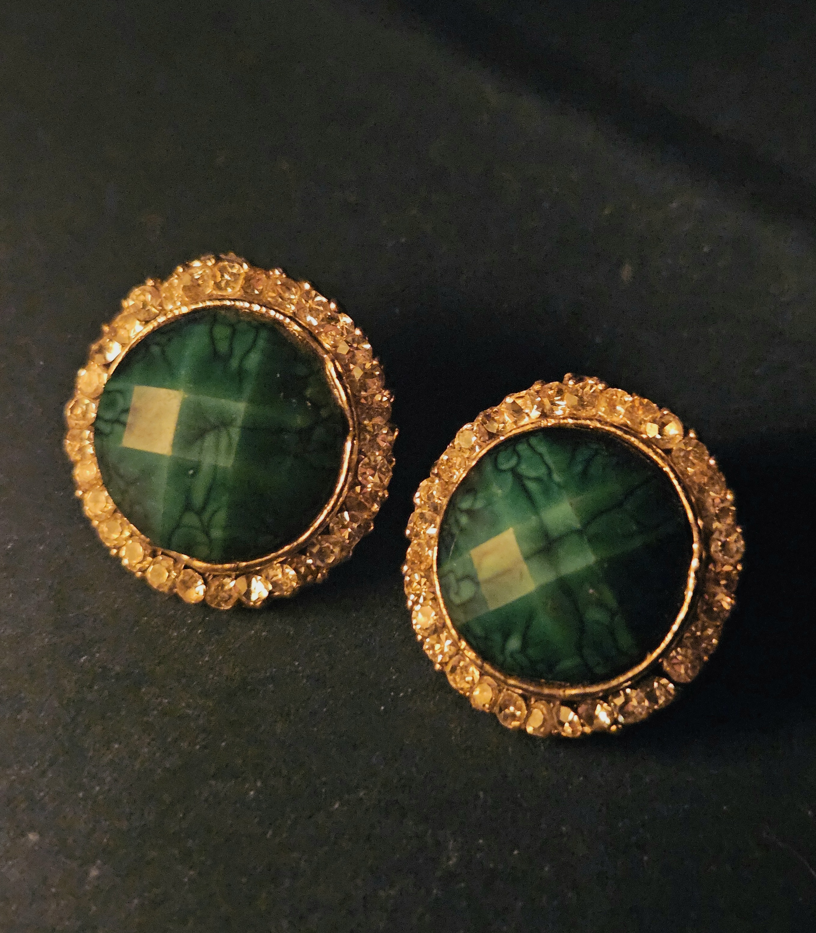 Emerald Halo – Marbled Green Stud Earrings