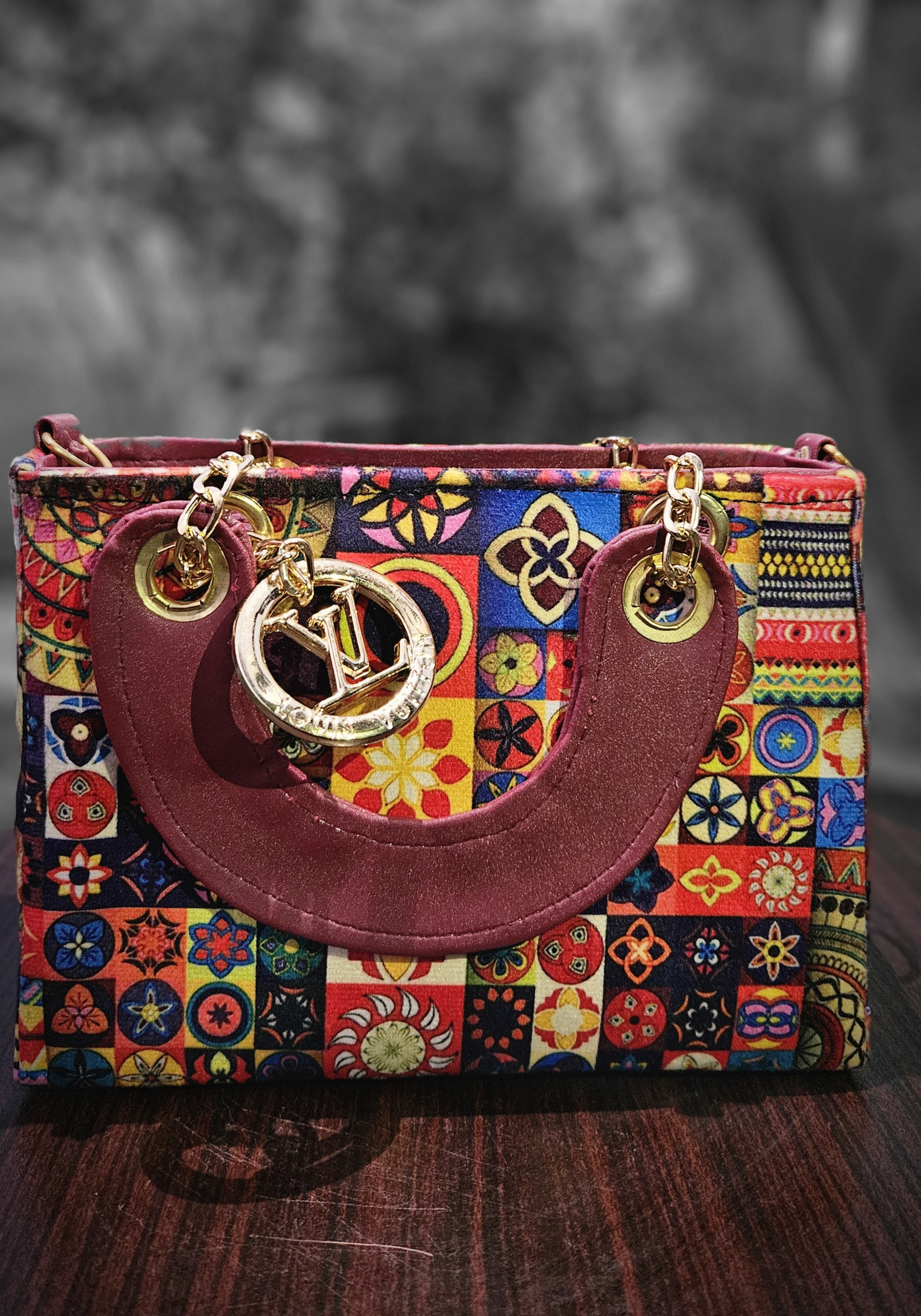 Vibrant Patchwork Designer Handbag LV