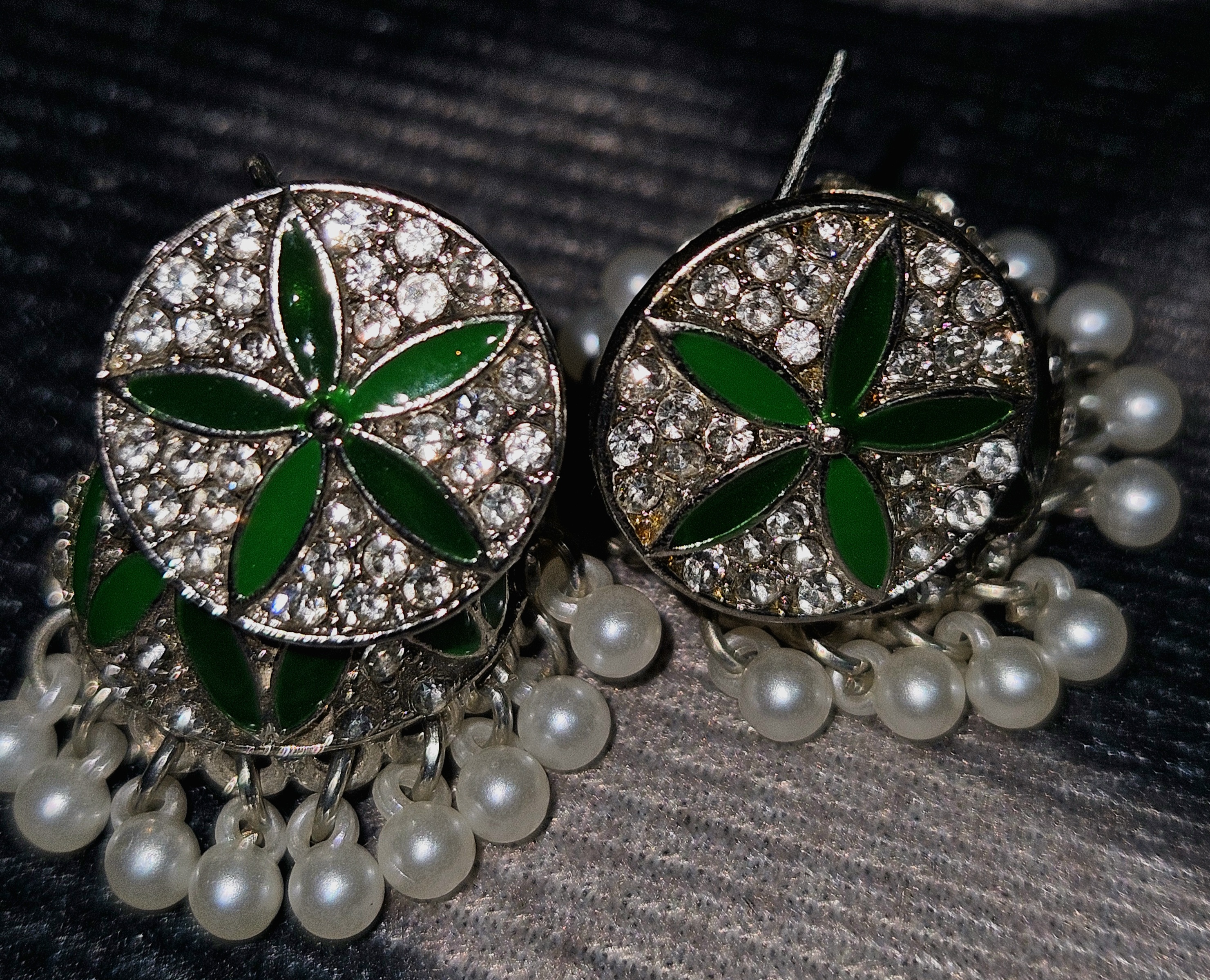 Crystal Bloom – Enamel Floral Fringe Earrings