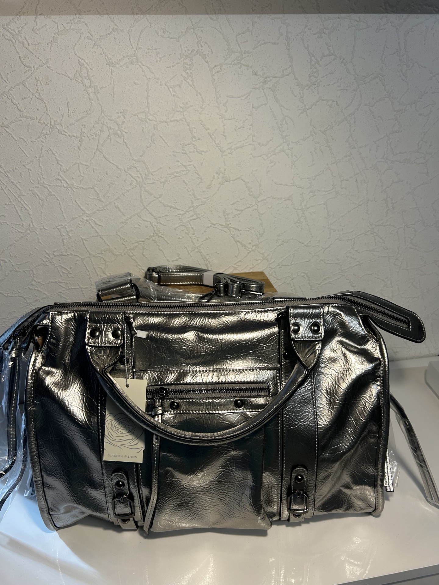 Sac à main XL argenté sombre