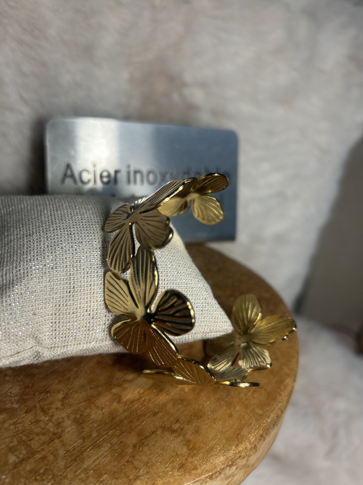 Bracelet fleur en acier inoxydable