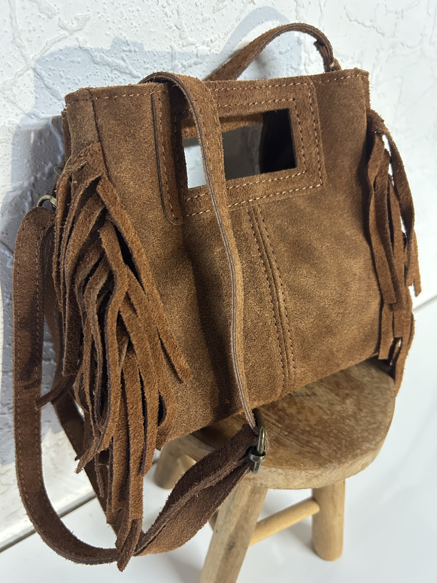 Sac à main en daim avec franges