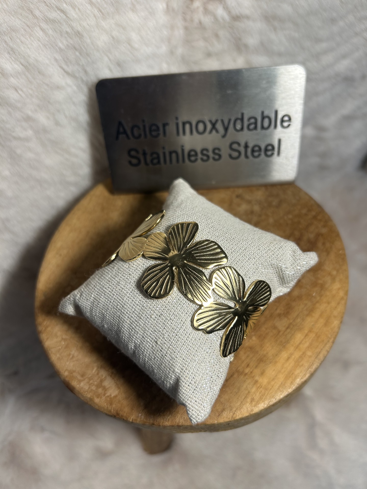 Bracelet fleur en acier inoxydable