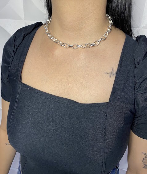 Choker Círculos que Conectam Prateado