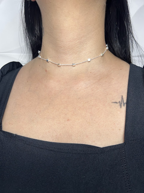 Choker Caminhos Prateado