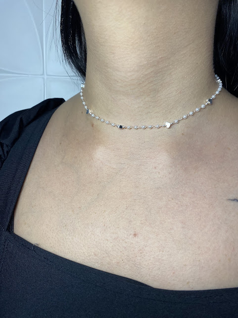 Choker Doce Amor Prateado
