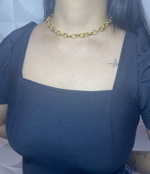 Choker Círculos que Conectam Dourado