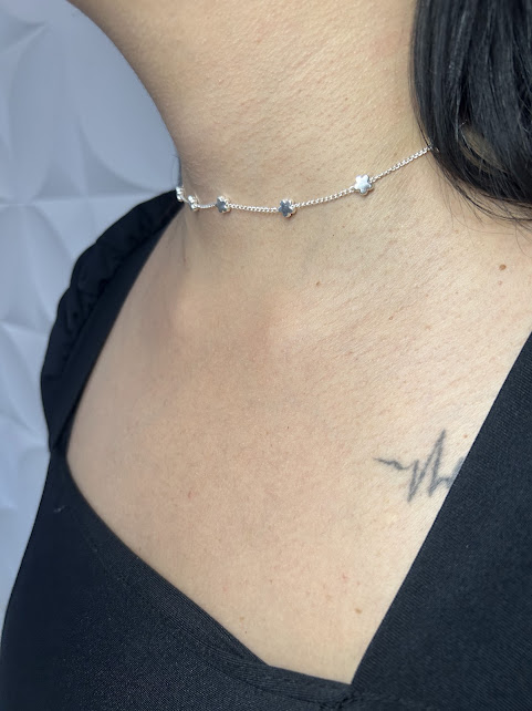 Choker Jardim Prateado