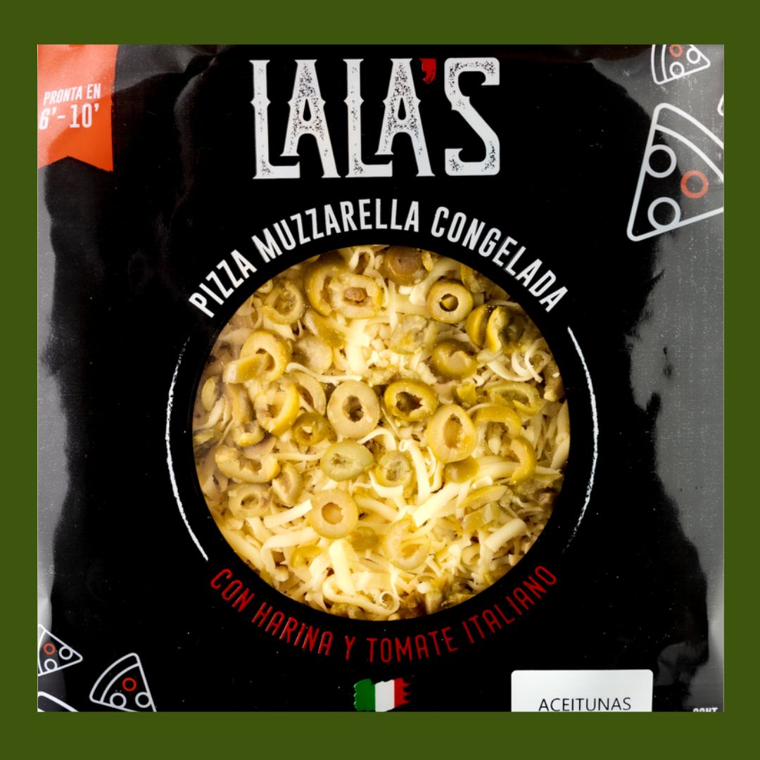 Pizza Muzzarella con aceitunas Lala's tipo italiana 
