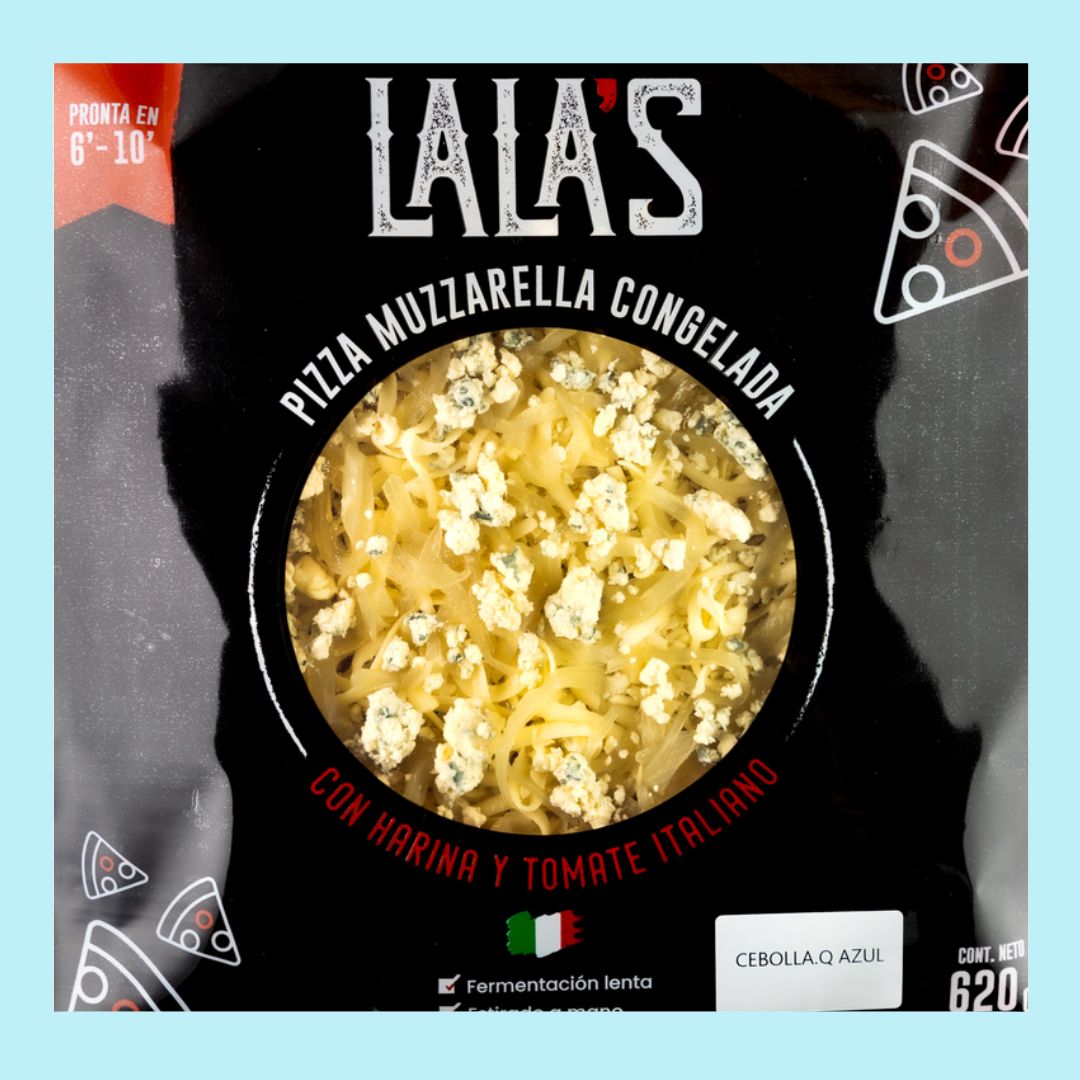 Pizza muzzarella con cebolla caramelizada y queso azul Lala's