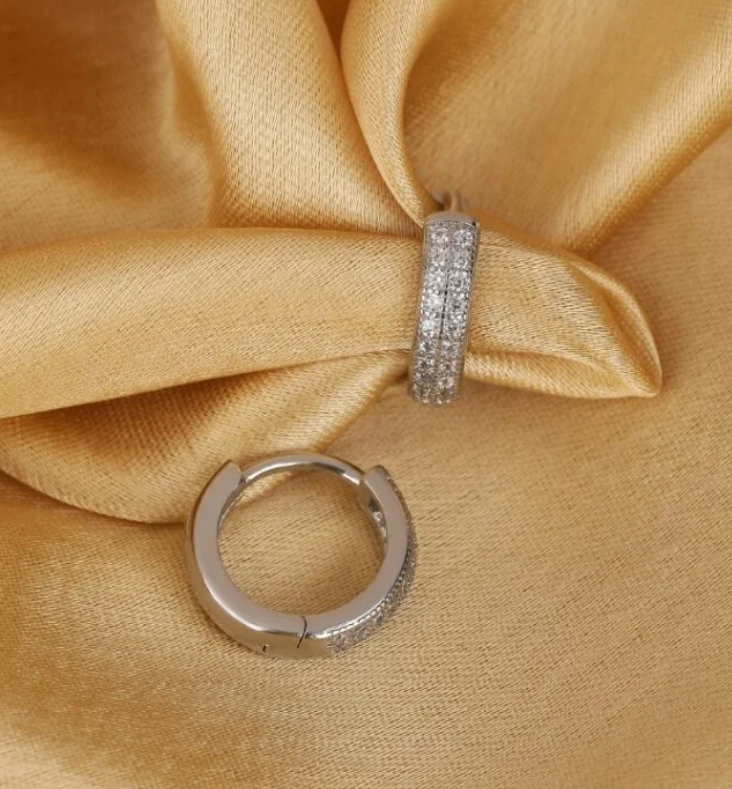 925 Sterling Silver Zircon Line Earring 12 MM