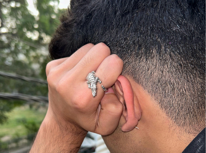 Silver Crocodile Ring