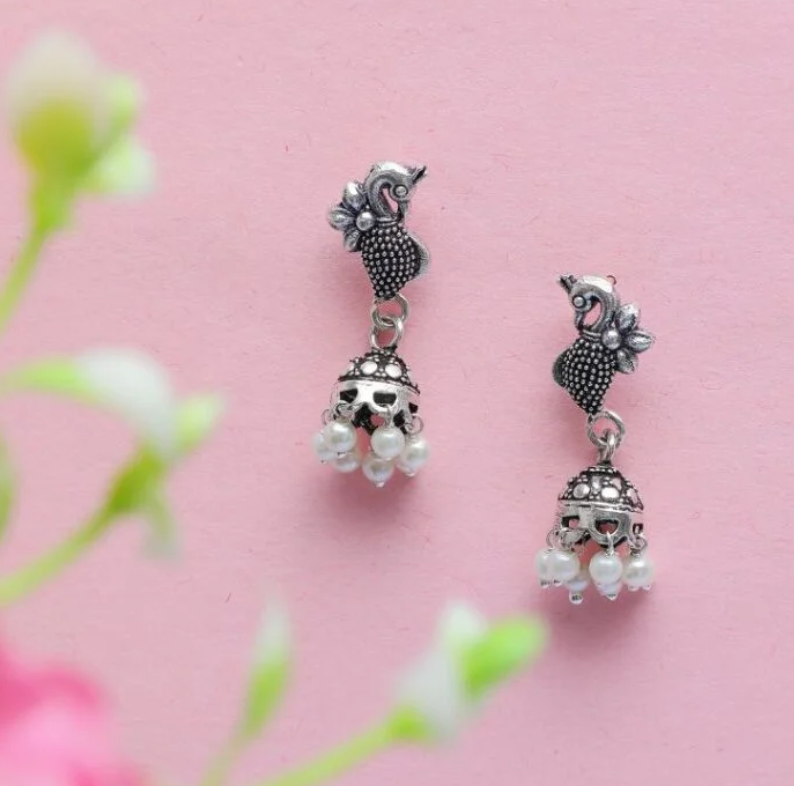 Silver Oxidized Jhumki