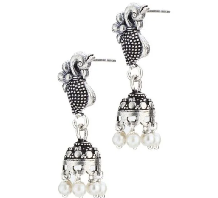 Silver Oxidized Jhumki