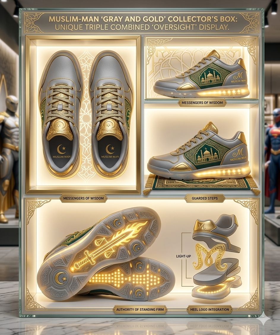Muslim-Man Sneakers: Gray and Gold Collector’s Sura #1