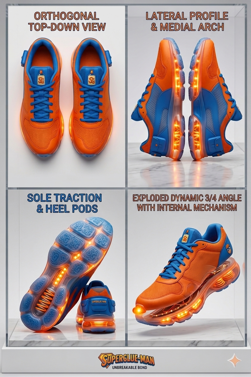 Super-Glue-Man Footwear: Football Running Shoes: (1st Release)