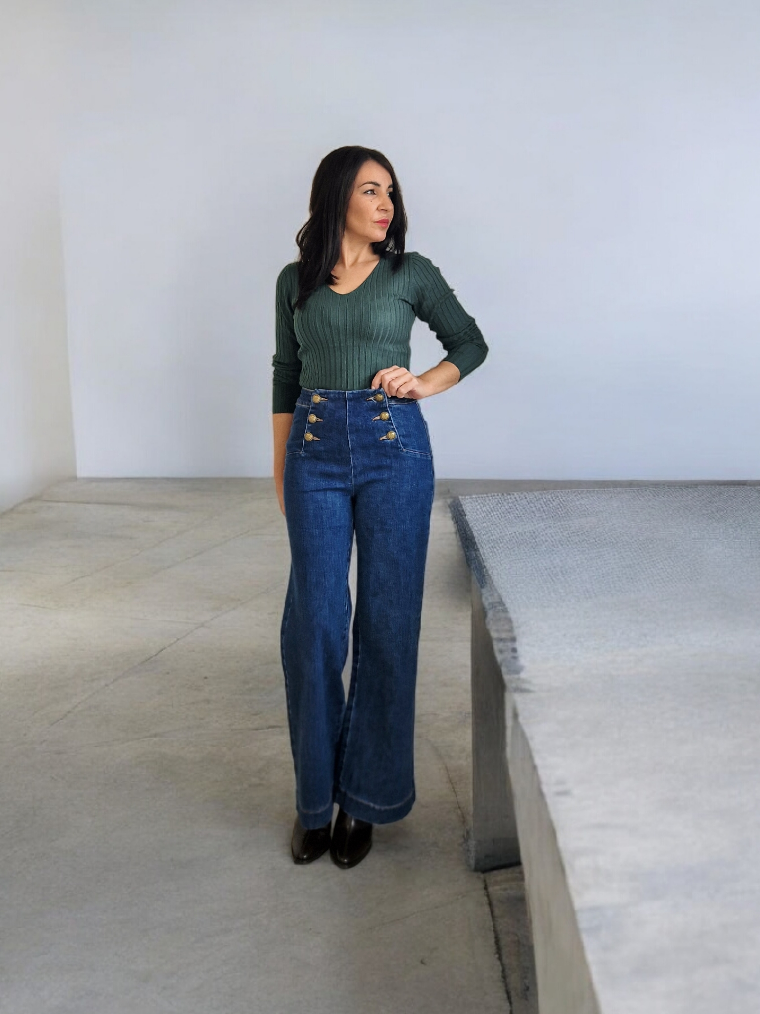 Jersey pico verde botella