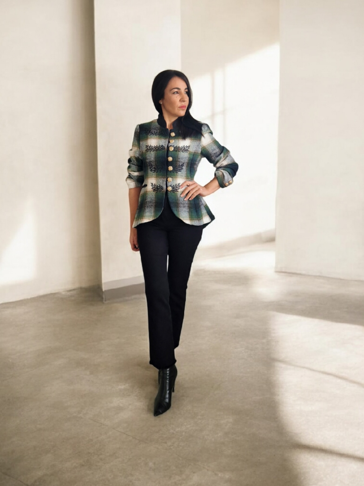 Chaqueta cuadros verde