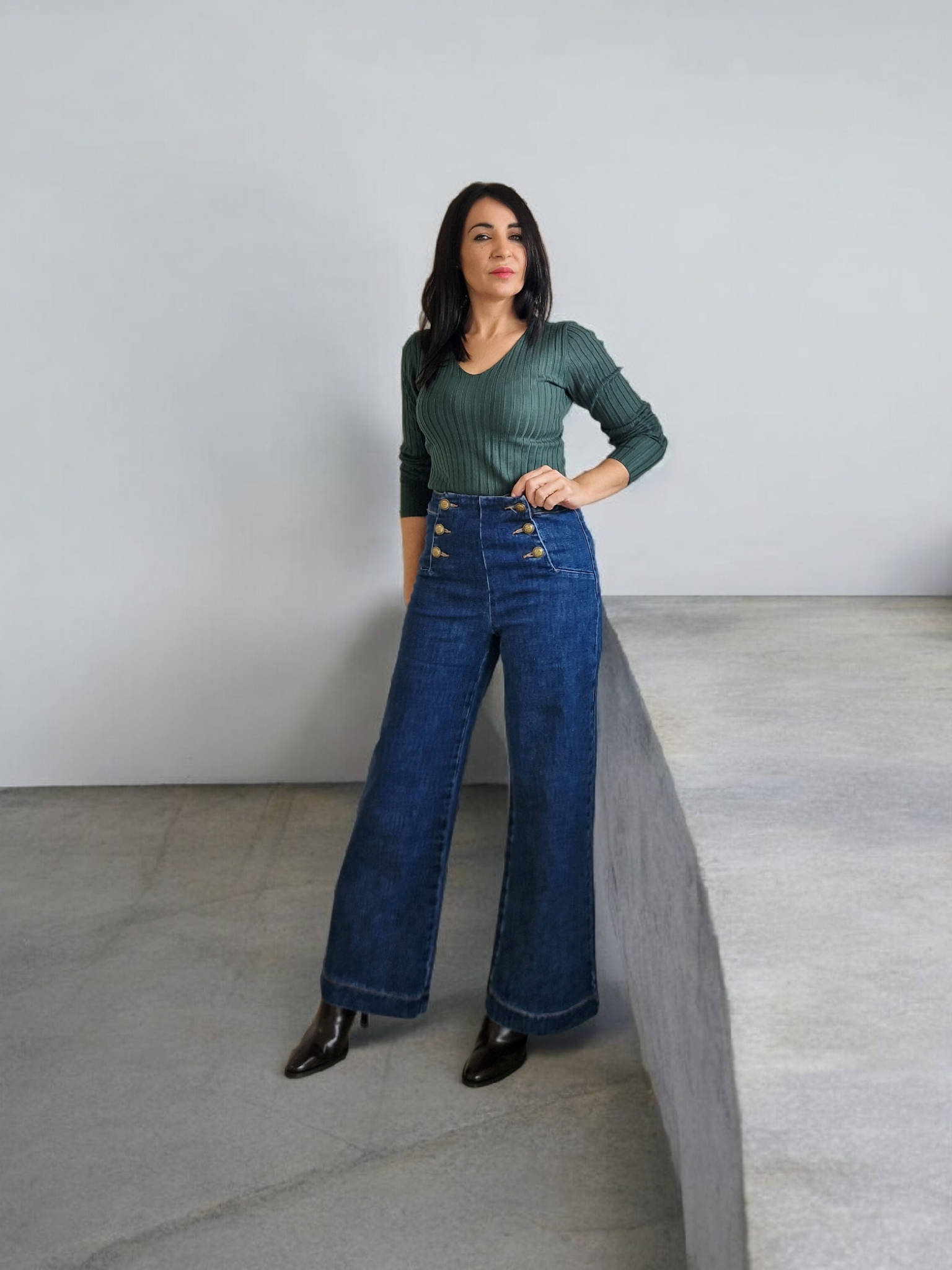 Jersey pico verde botella