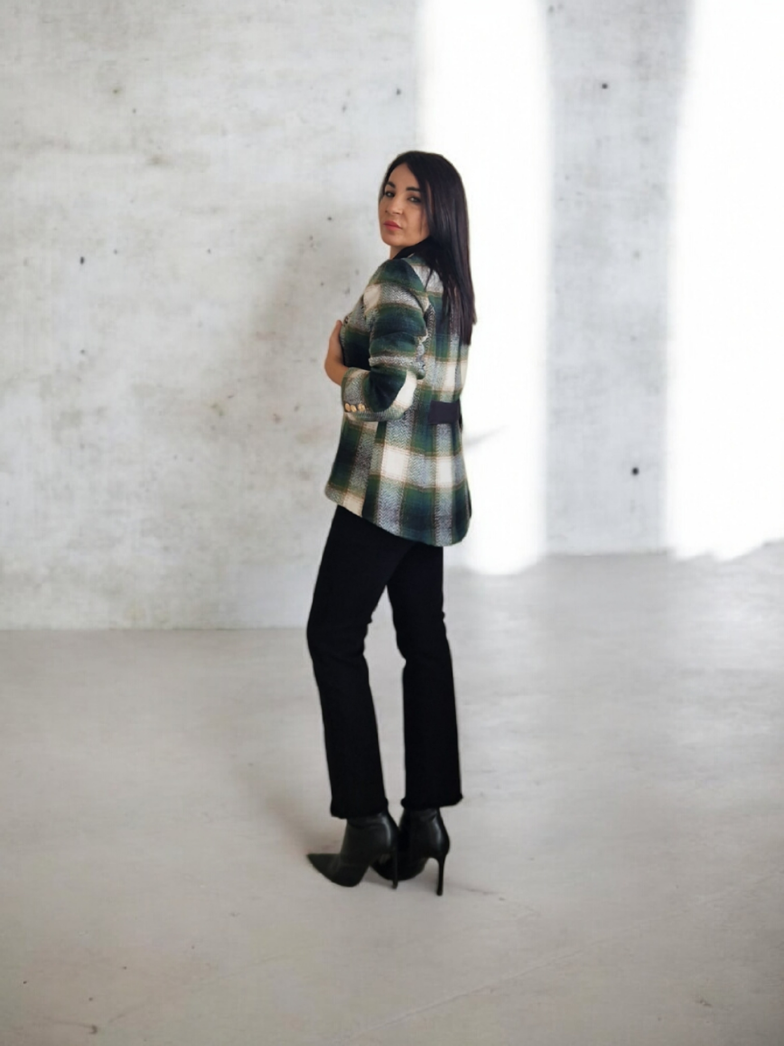 Chaqueta cuadros verde