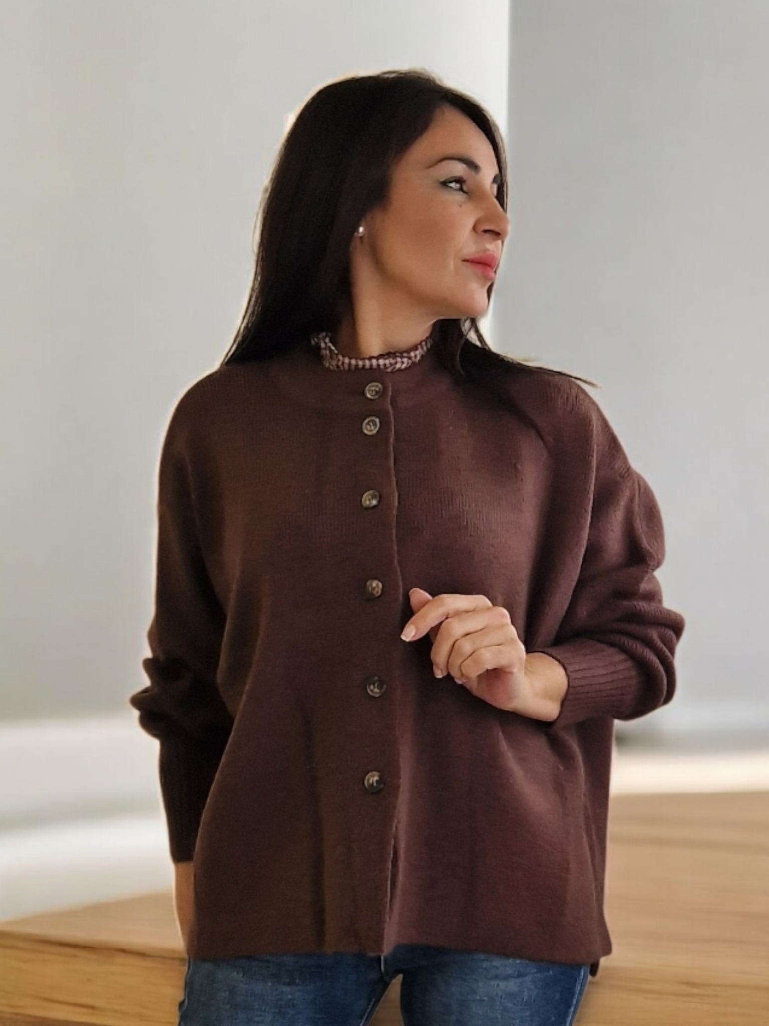 Chaqueta punto marrón chocolate 