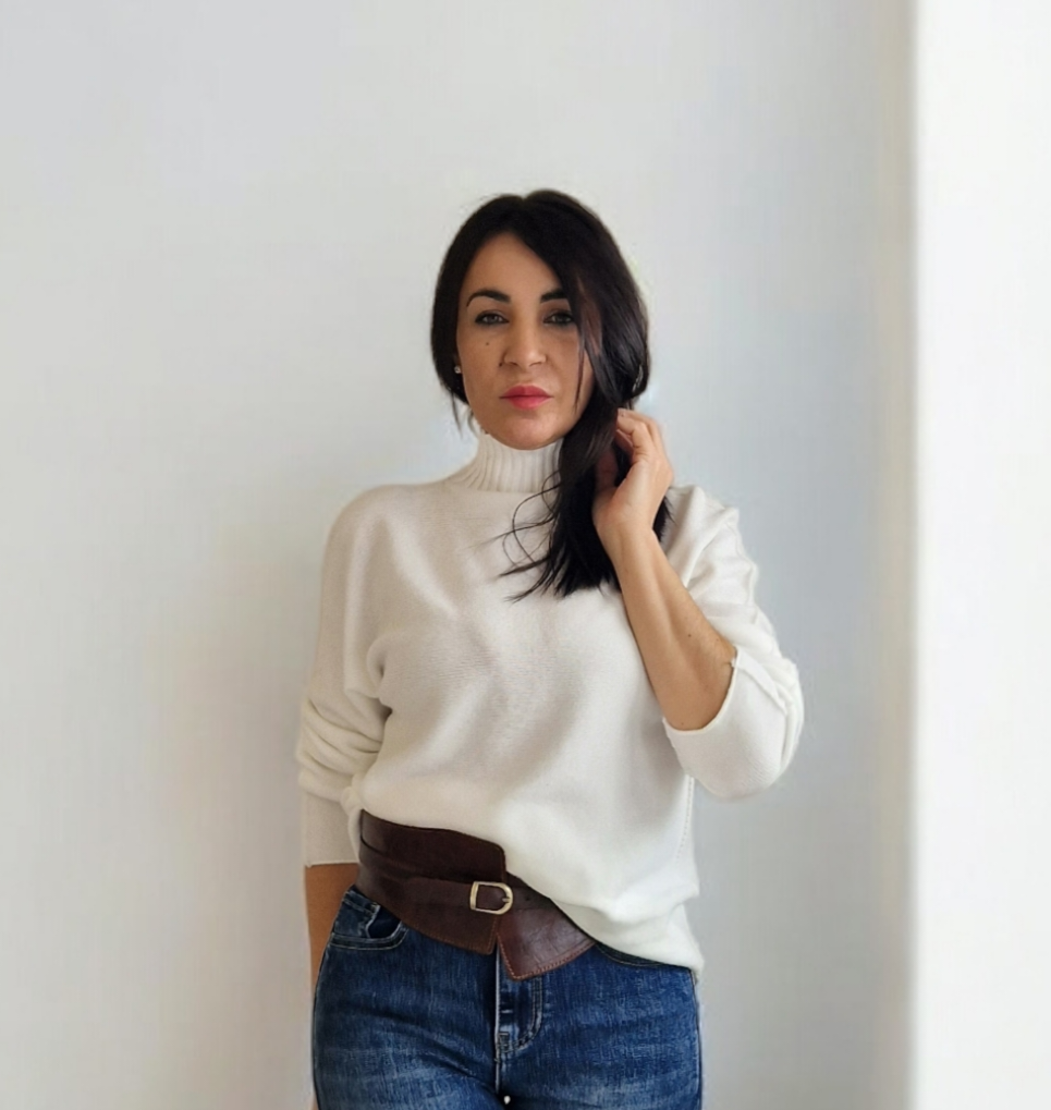 Jersey cuello alto blanco