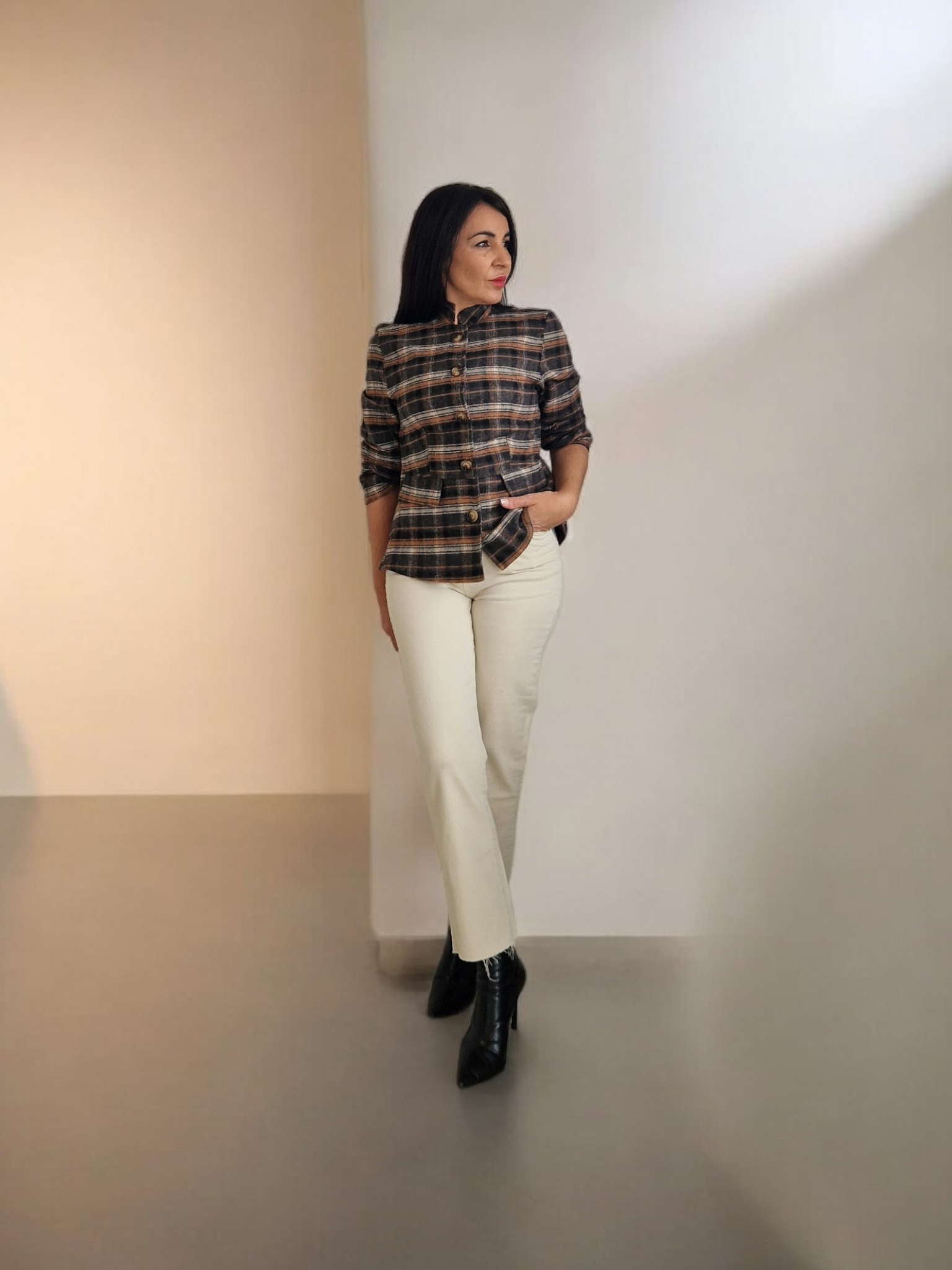 Chaqueta cuadros gris