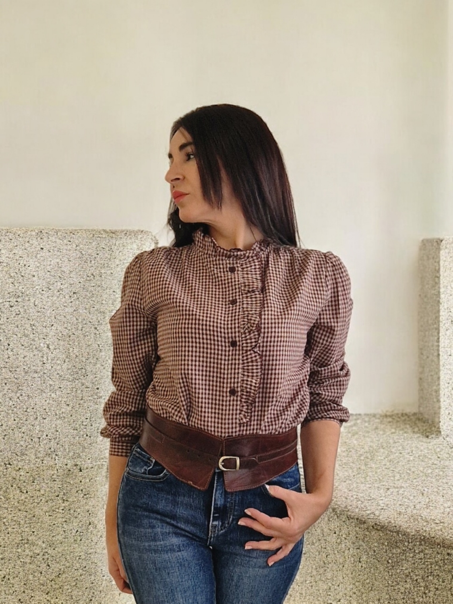 Camisa cuadros marrón 