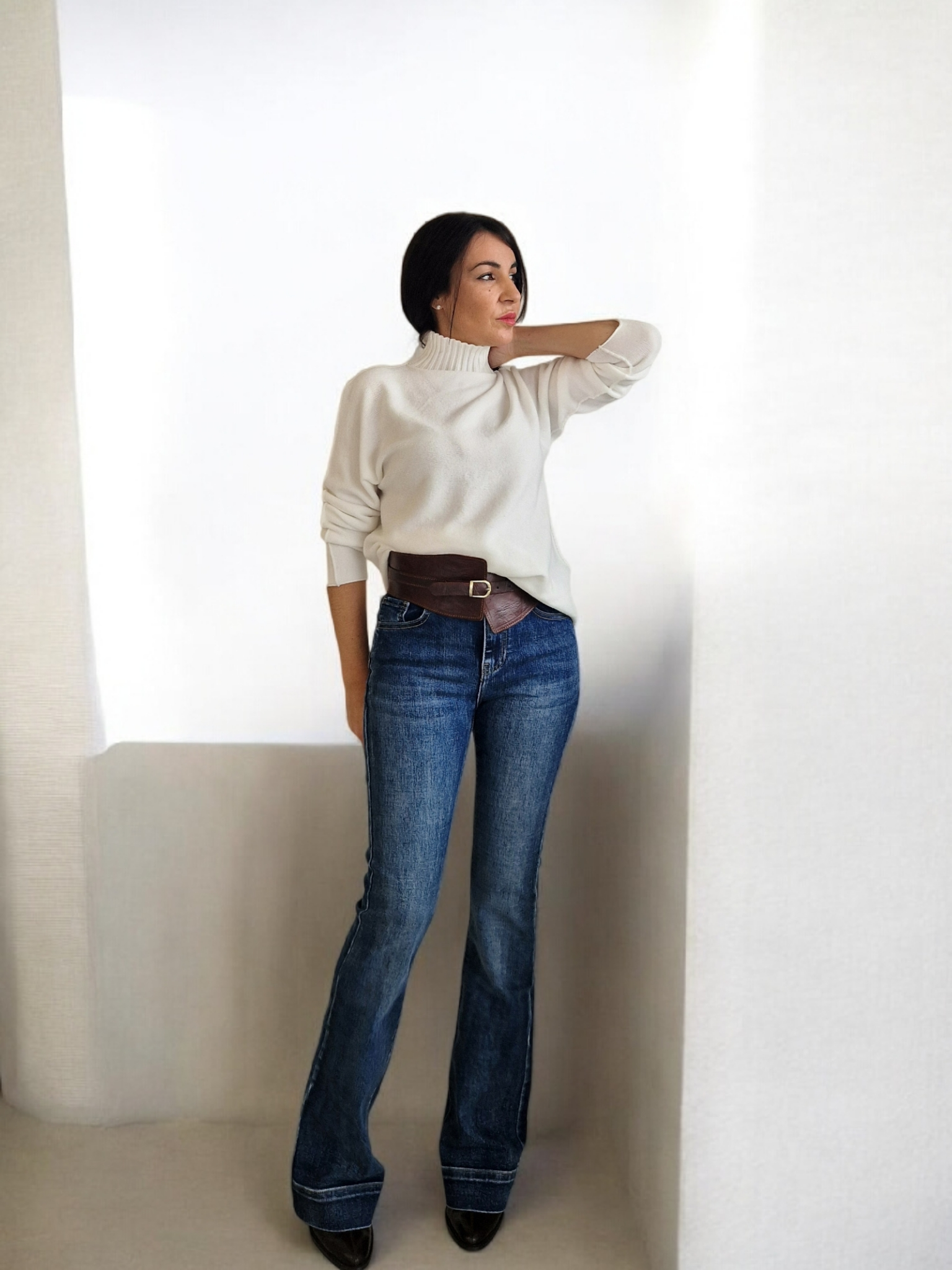 Jersey cuello alto blanco