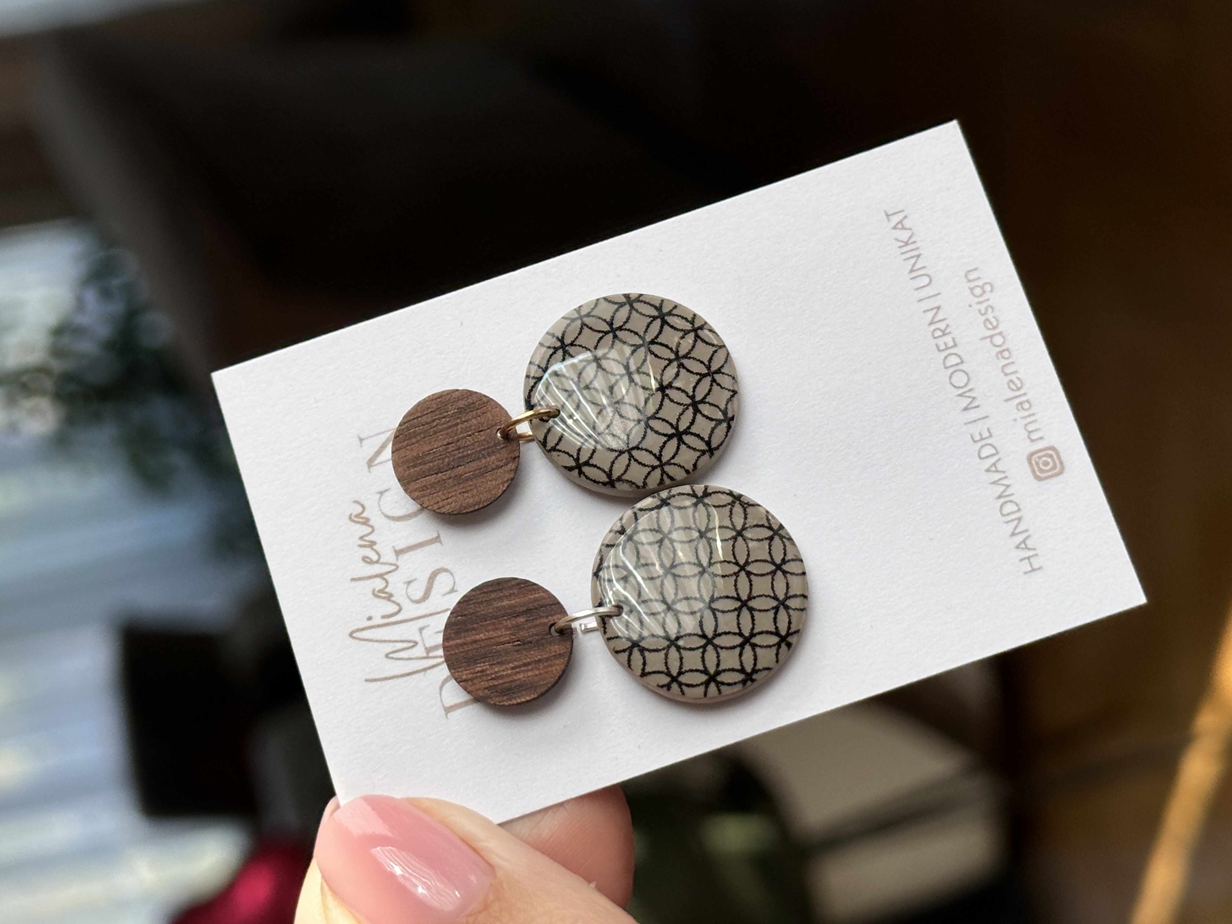 Holz-Ohrringe Geometrisch