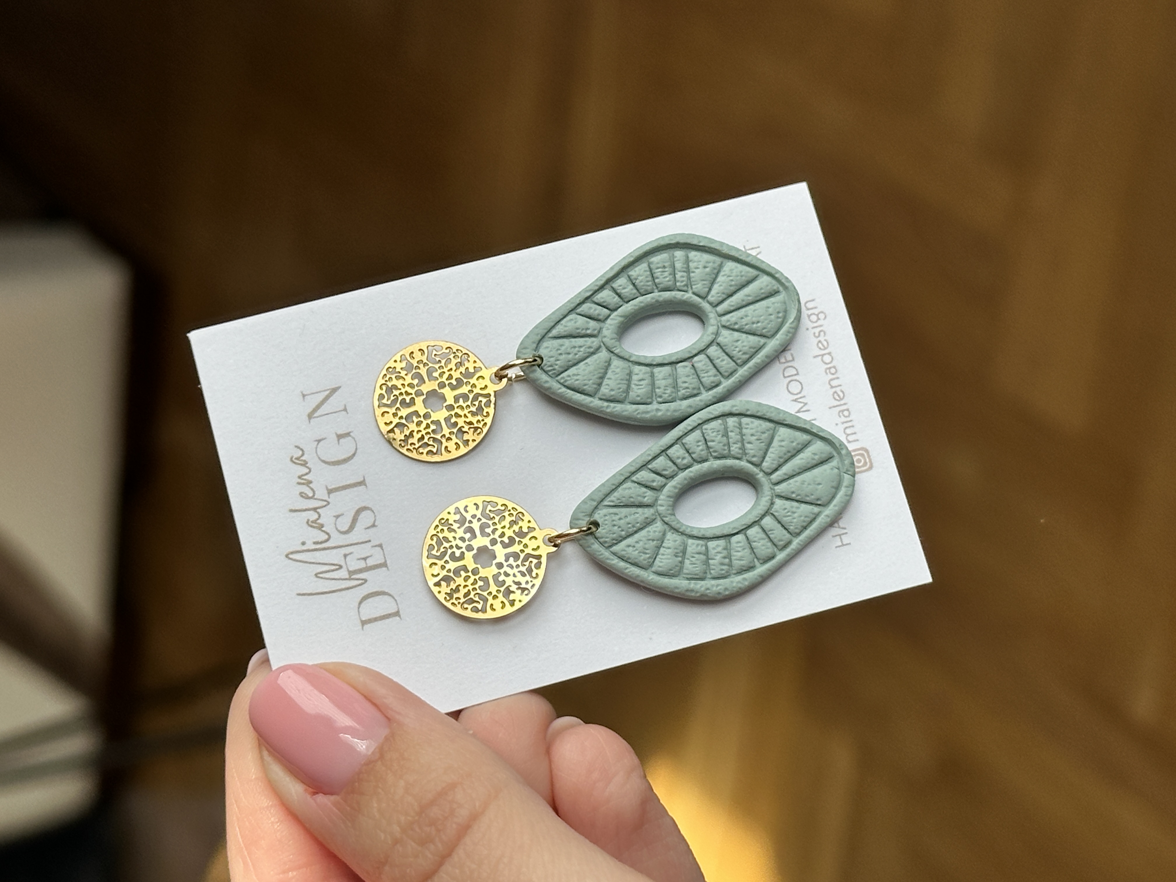 Statement Ohrringe Mint & Gold