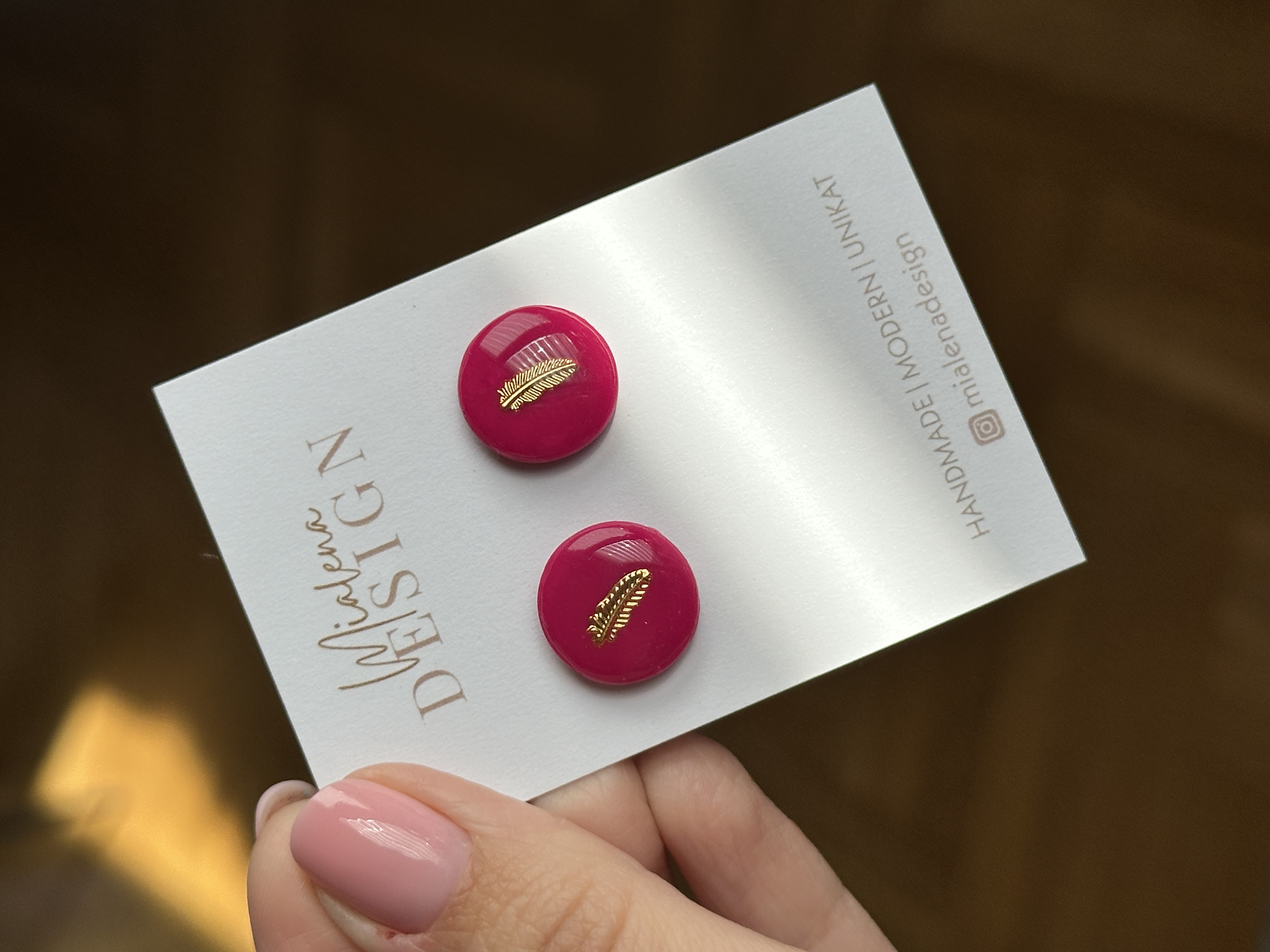 Handgemachte Ohrstecker Pink