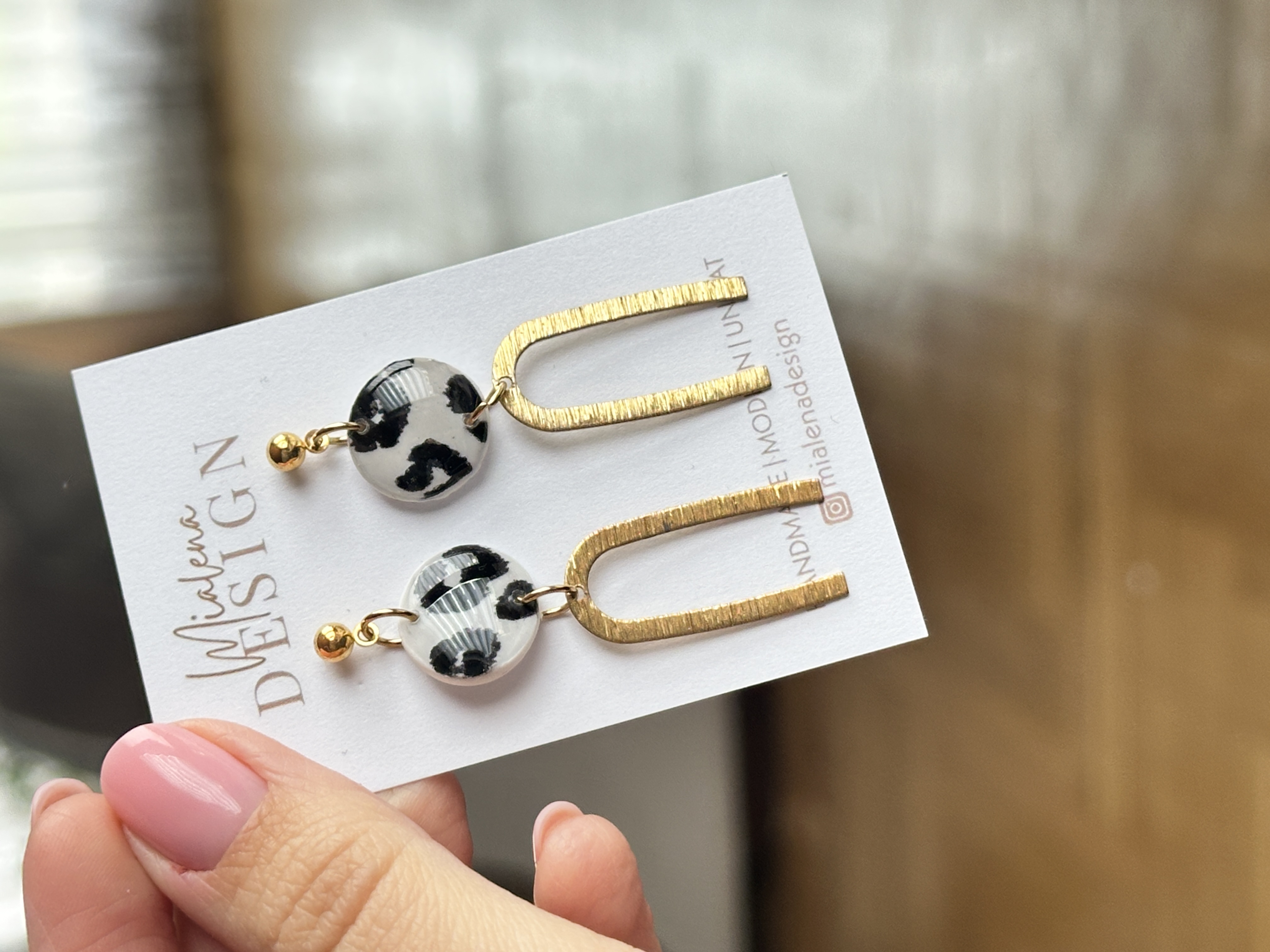 Statement-Ohrringe Gold & Marmor