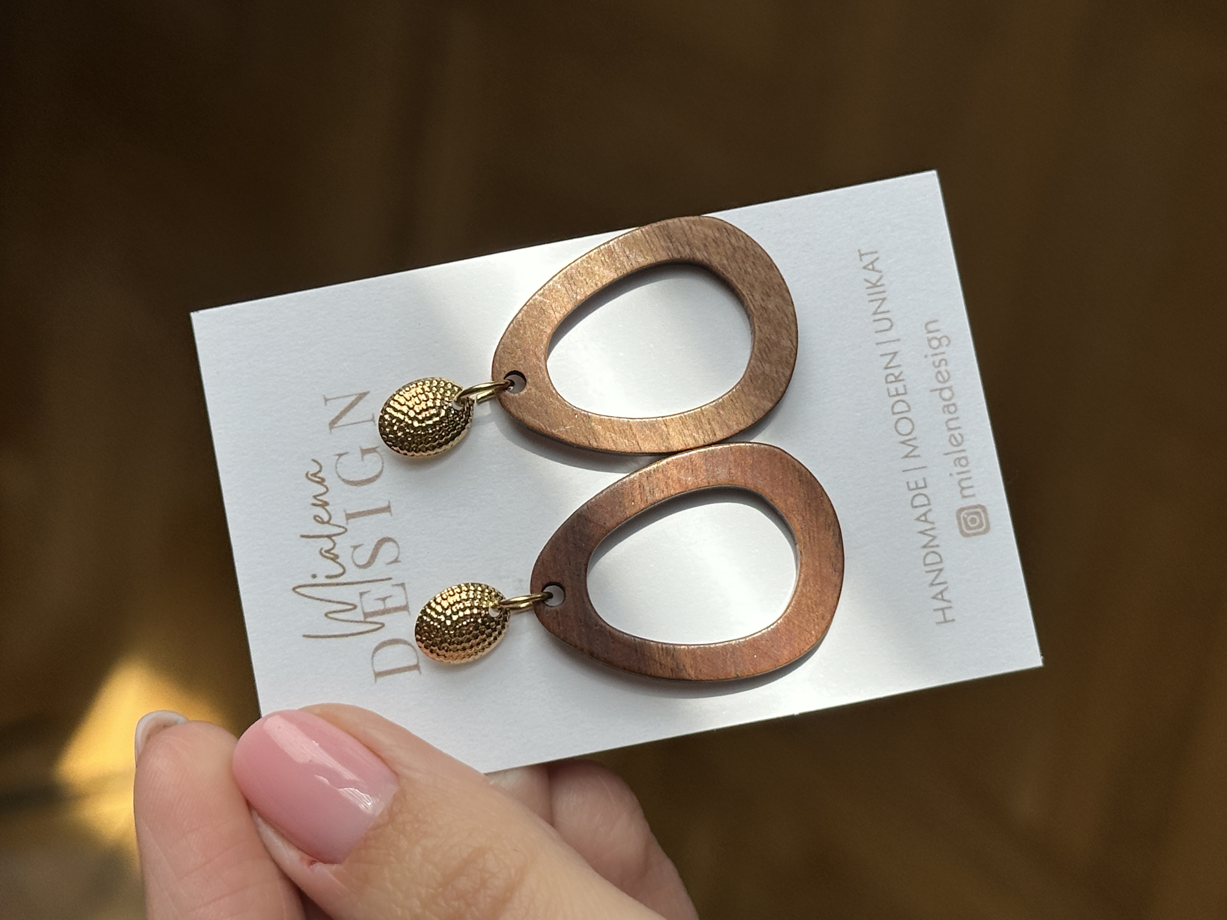 Handgemachte Ohrringe Gold-Bronze