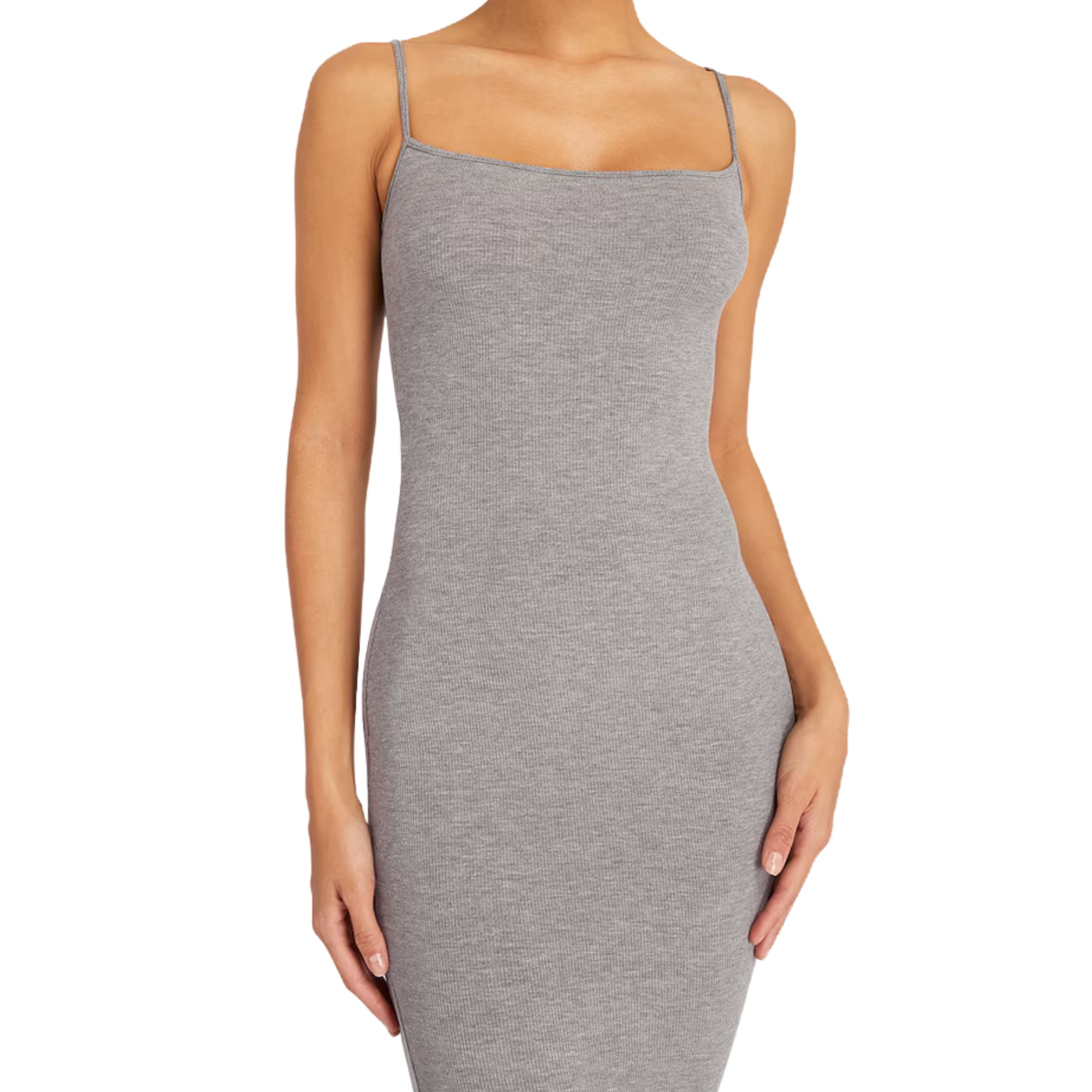 SKIMS Soft Lounge Long Slip Dress- Heather Grey 