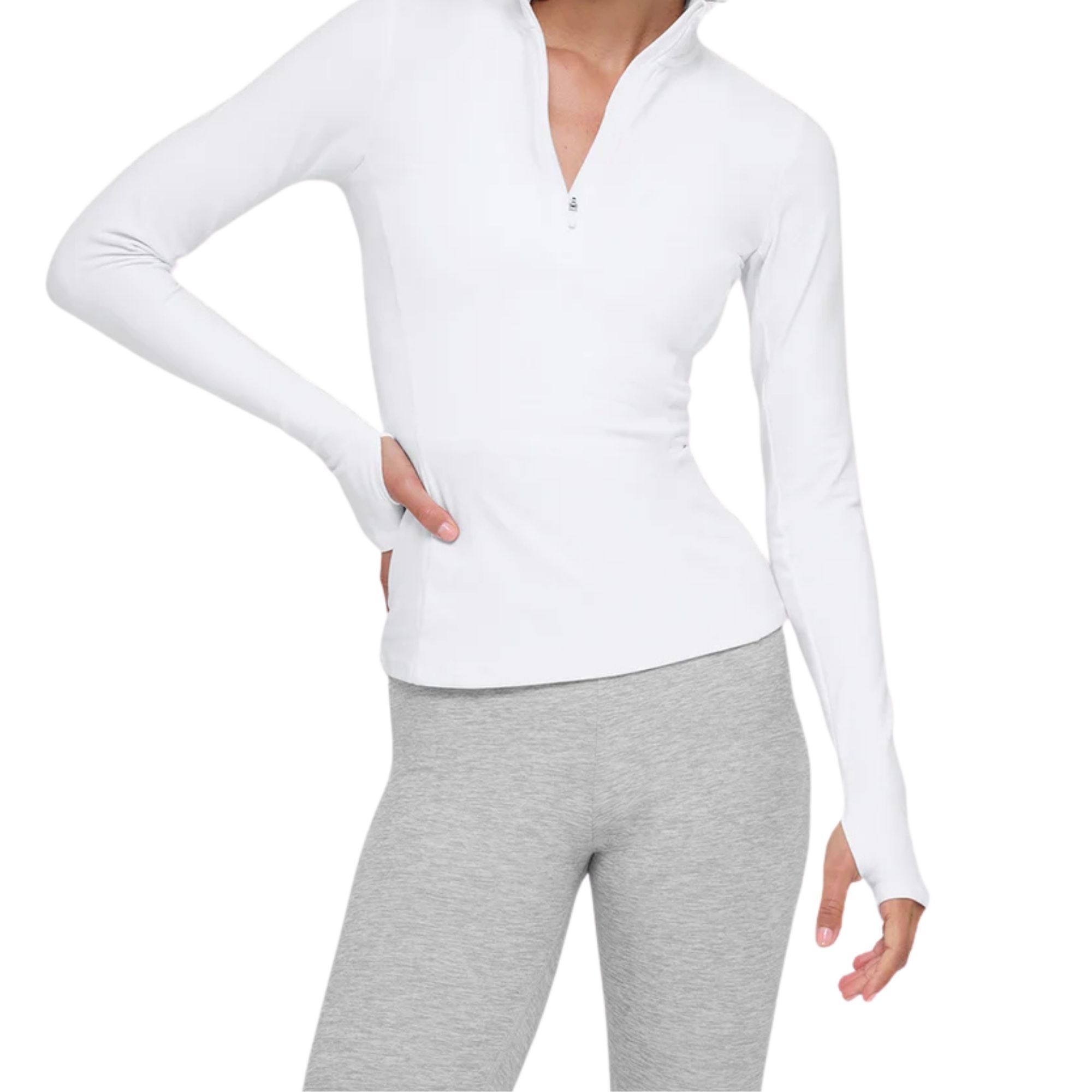 Alo Yoga Alosoft 1/2 Zip Rapid Pullover- White