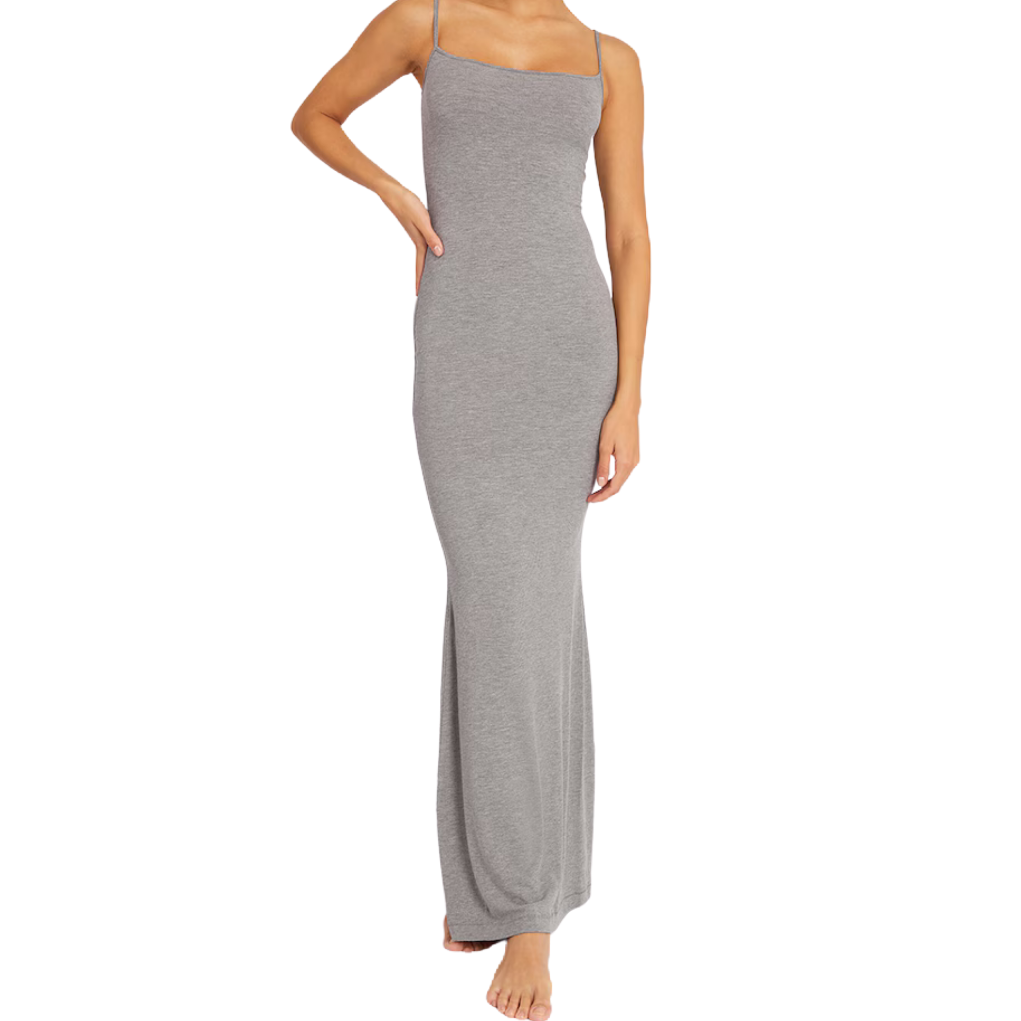 SKIMS Soft Lounge Long Slip Dress- Heather Grey 