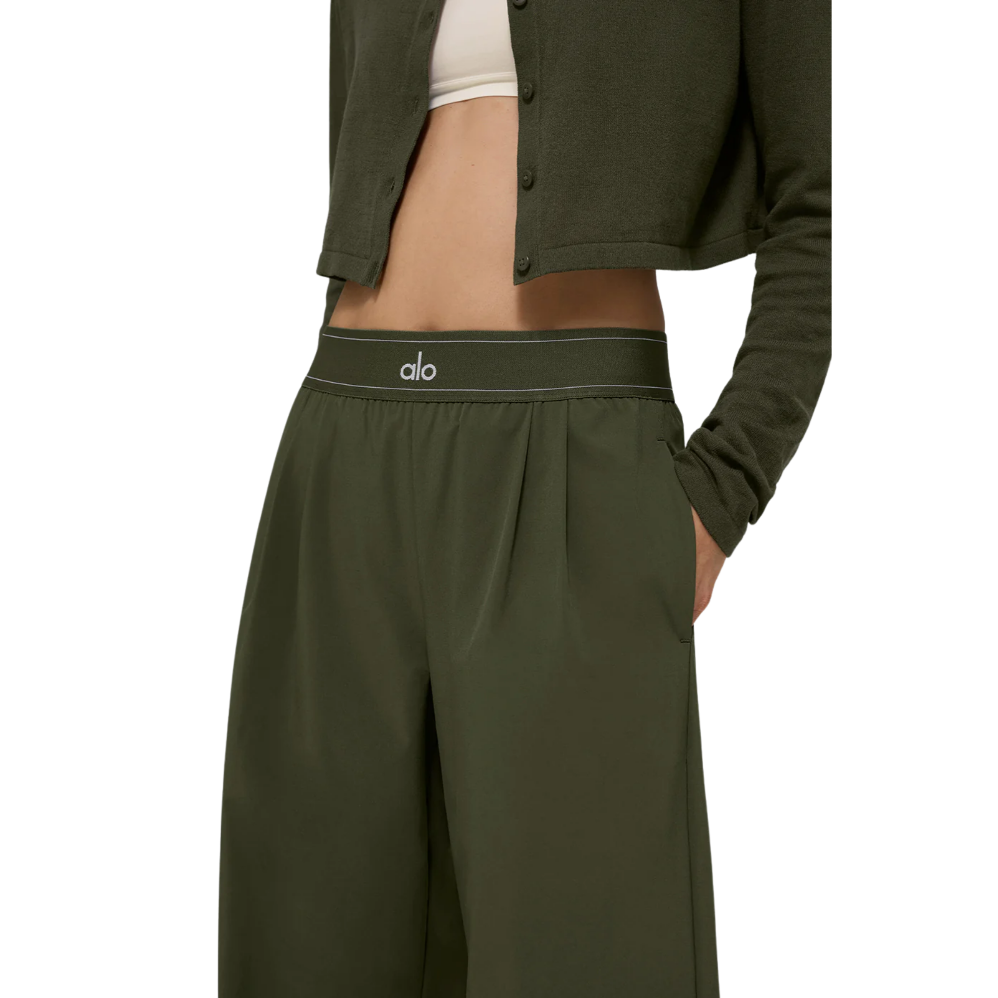 Alo Yoga Suit Up Trouser Green Olive (Regular)