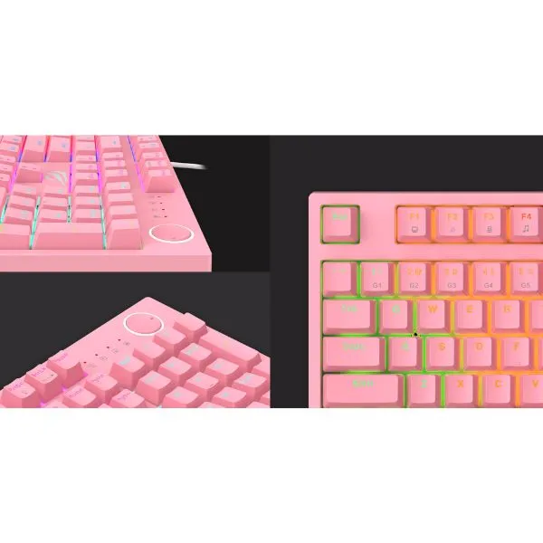 Teclado mecánico RGB rosa