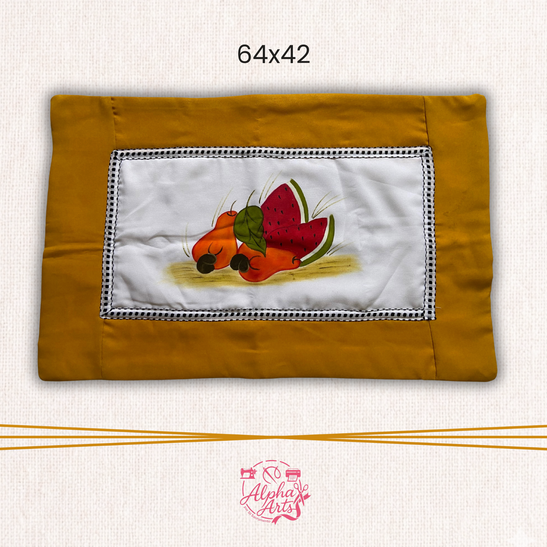 Tapete de Cozinha Pintado à Mão - Melancia e Caju