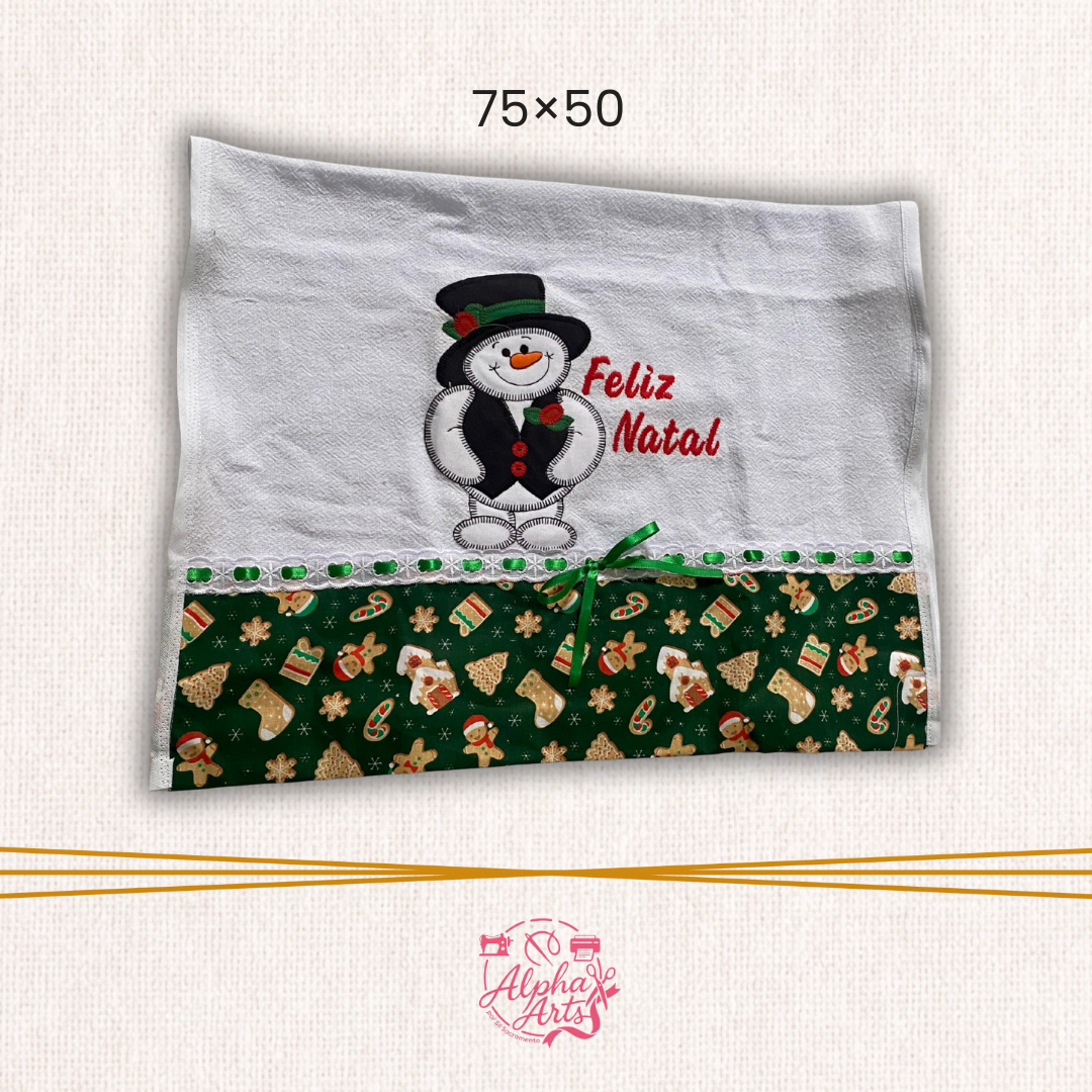 Pano de Prato Decorado de Natal | Bordado Artesanal