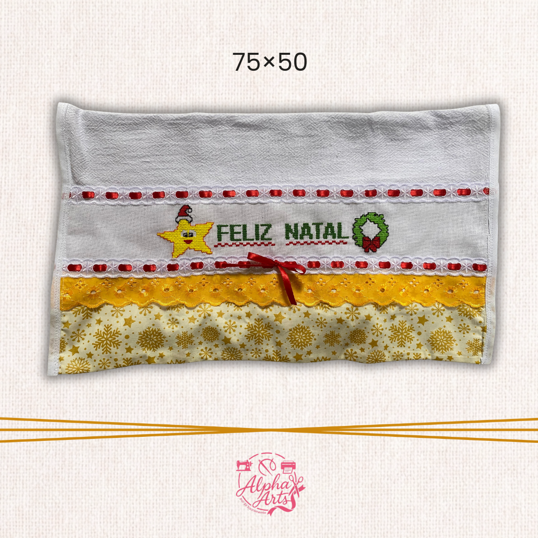 Pano de Prato Decorado de Natal | Bordado Artesanal
