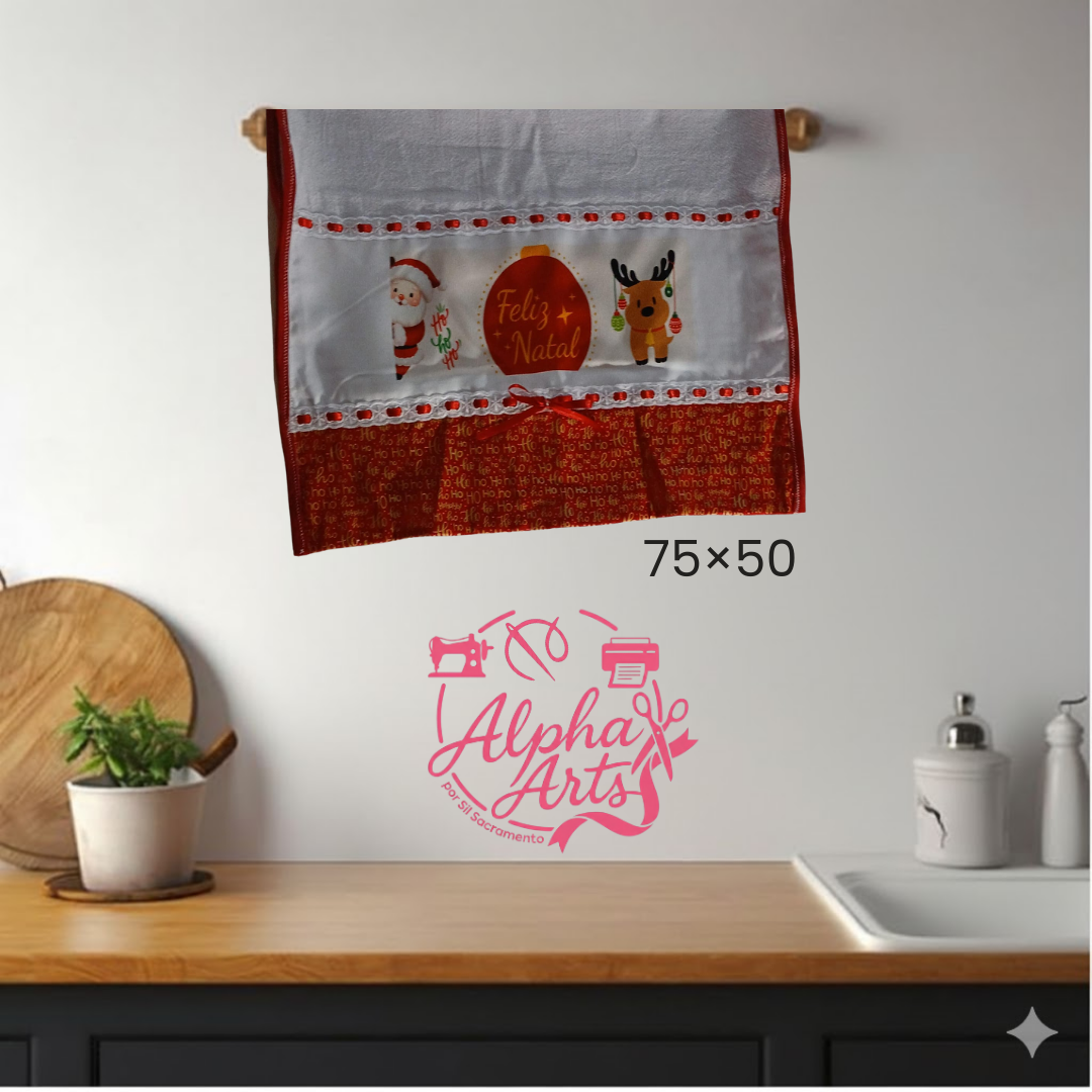 Pano de Prato Natalino Personalizado Estampa Digital