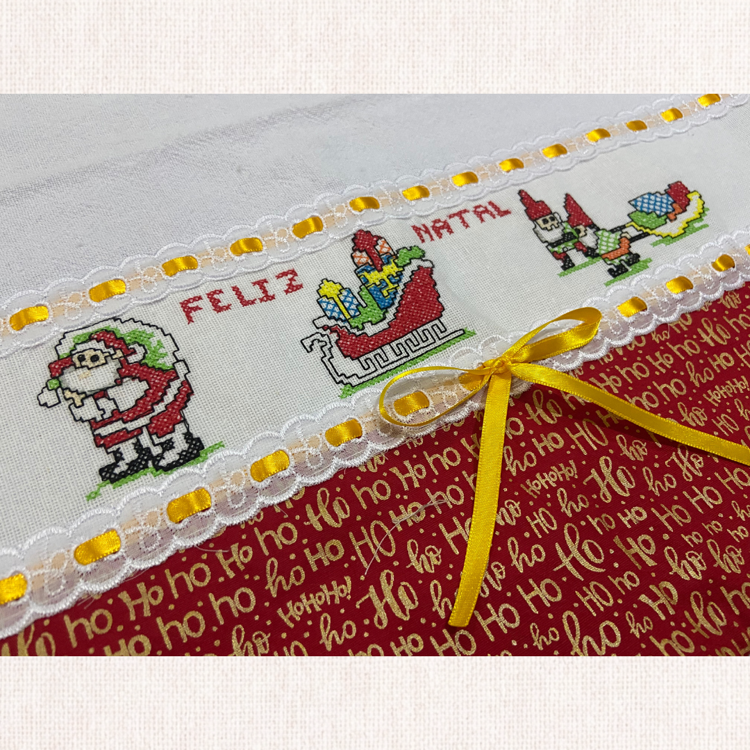 Pano de Prato Decorado de Natal | Bordado Artesanal