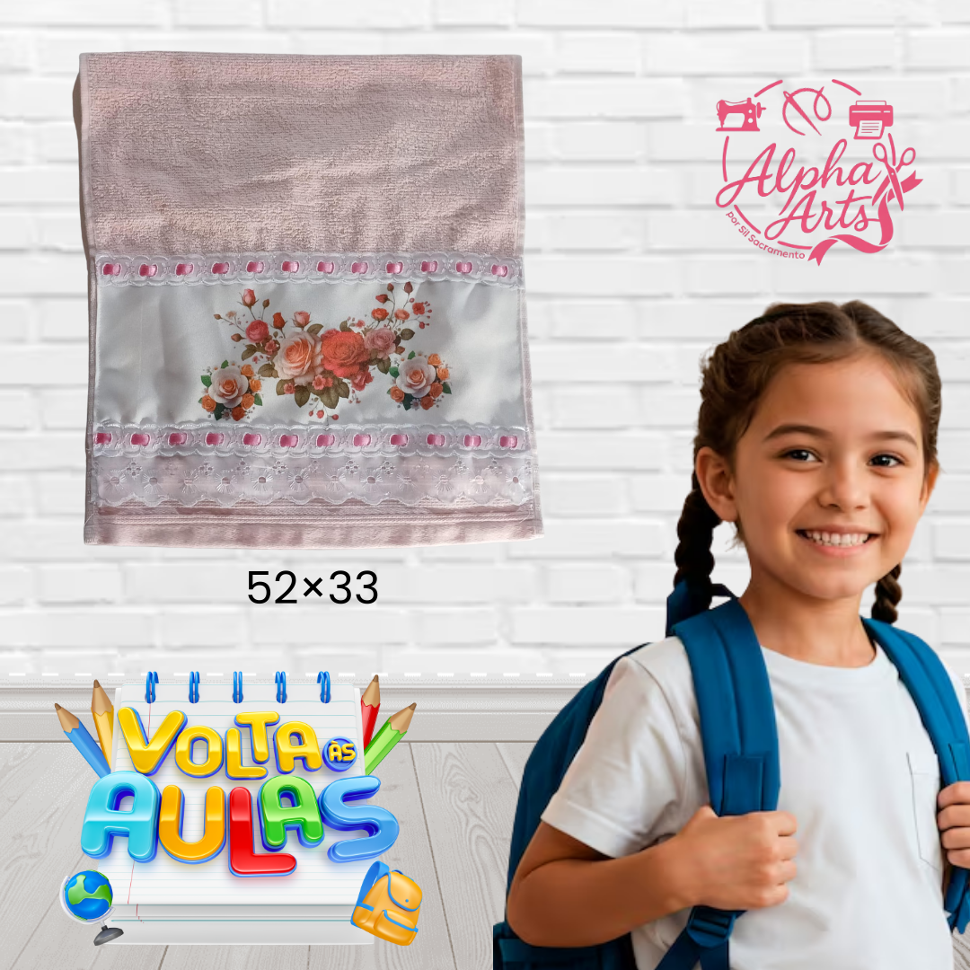 Toalha de Mão Escolar Estampa Digital – com Nome e Desenho