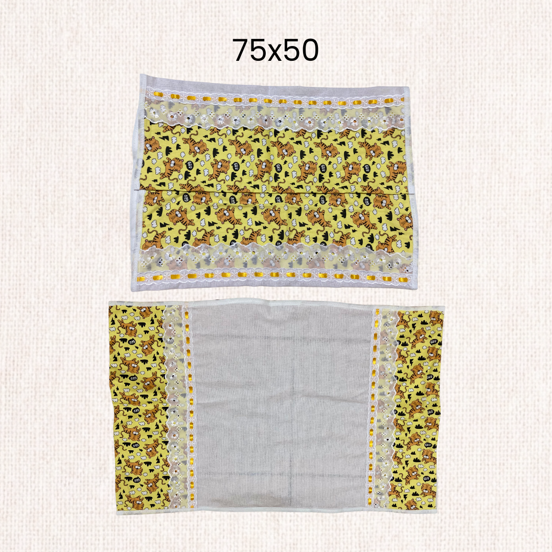 Conjunto de Cozinha 2 Peças Amarelo Tigrinho – Pano de Prato + Pano de Cobrir