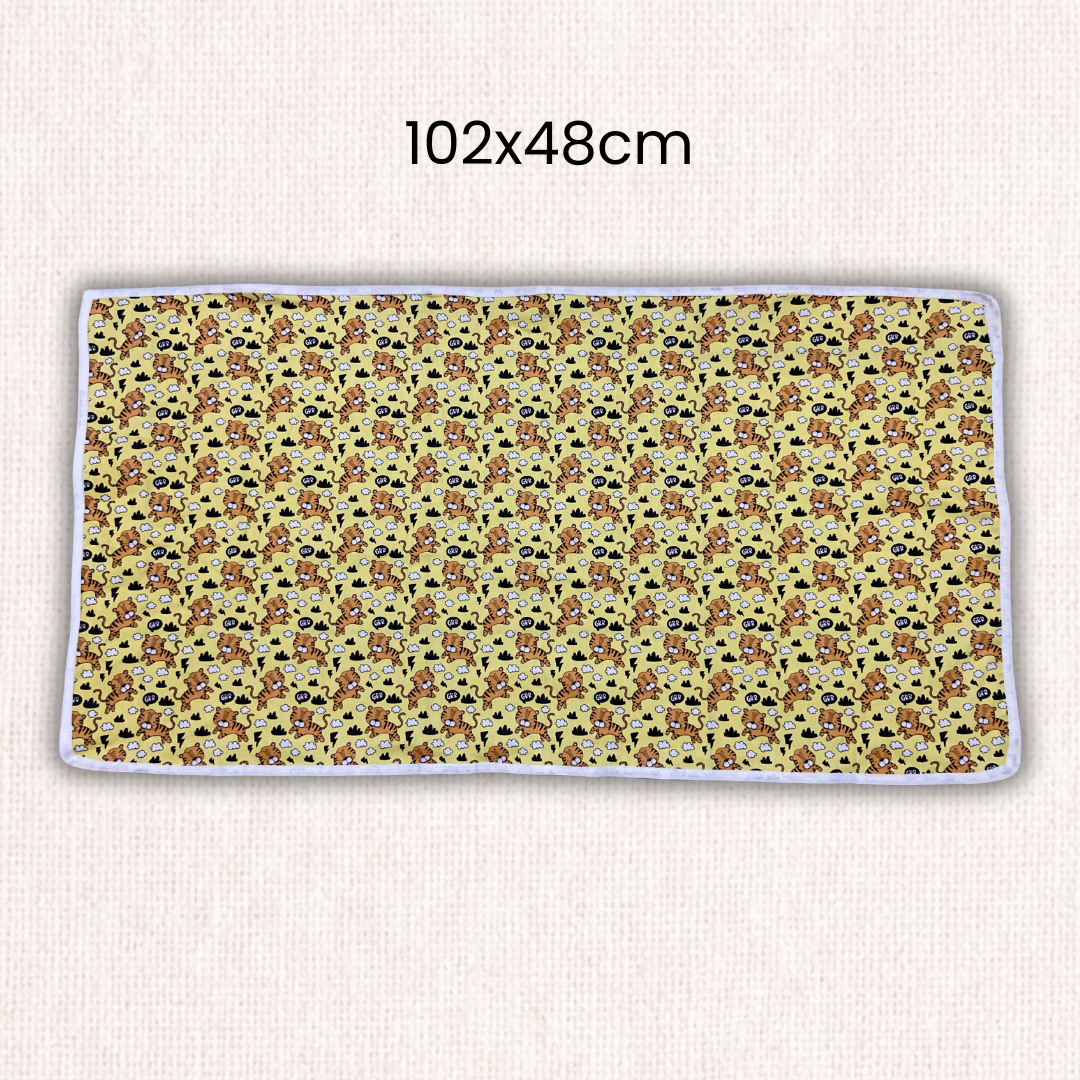 Conjunto de Cozinha 2 Peças Amarelo Tigrinho – Pano de Prato + Pano de Cobrir