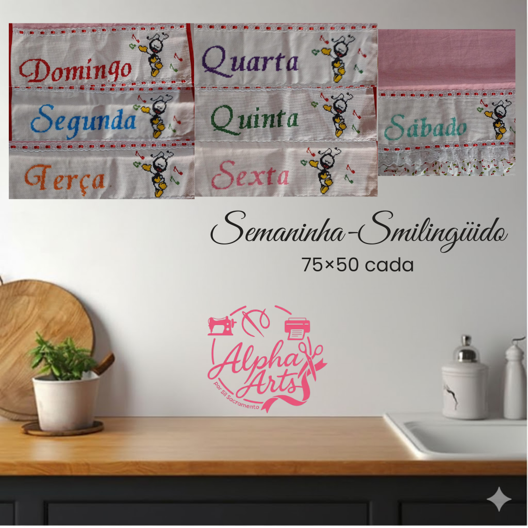 Semaninha Completa 7 Panos de Prato - Kit Smilingüido | Rosa