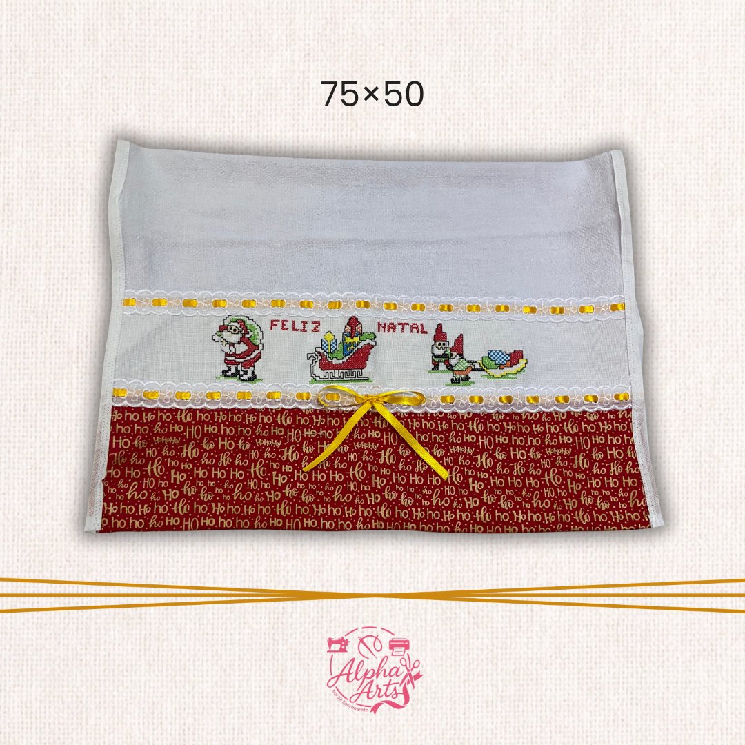 Pano de Prato Decorado de Natal | Bordado Artesanal