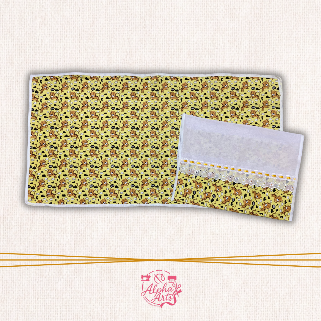 Conjunto de Cozinha 2 Peças Amarelo Tigrinho – Pano de Prato + Pano de Cobrir